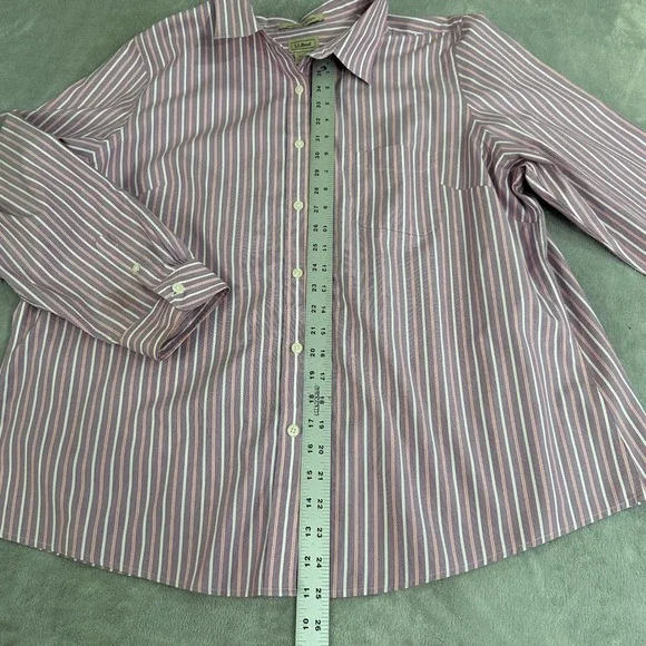 LL Bean Wrinkle Resistant Striped Button Down Shirt Purple Pink White 2X 0JQD5 - Picture 5 of 8